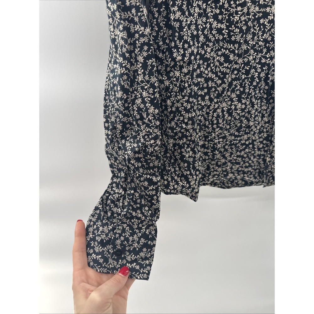 Vintage Agnes B. Homme Floral Shirt -42- 100% Cotton Black Blue - Picture 3 of 5